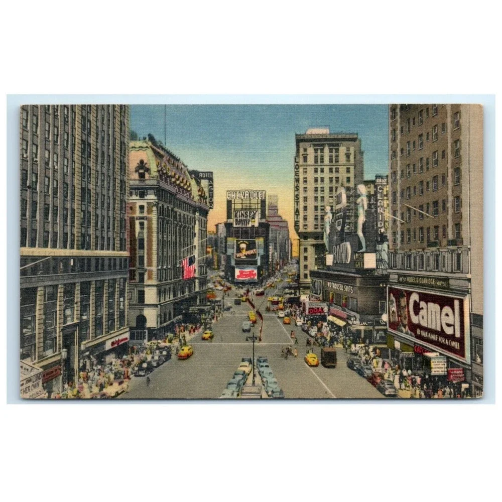 Vintage Postcard‎ Times Square New York City NYC Linen Pepsi Cola Curteich